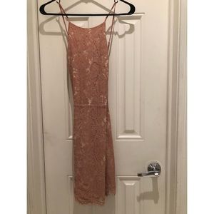 Dusty Rose Lace Dress with Thin Straps